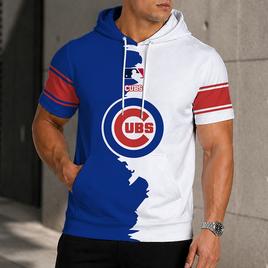 LIMITED EDITION - NEW CUSTOMIZED MLB04 CCS CHICAGO CUBS SHORT SLEEVE HOODIE