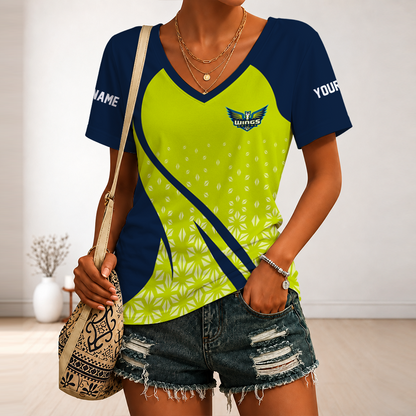 [FAN FAVORITE] NEW CUSTOMIZED WNBA04 DLW DALLAS WINGS V-NECK FEMALE SHIRT