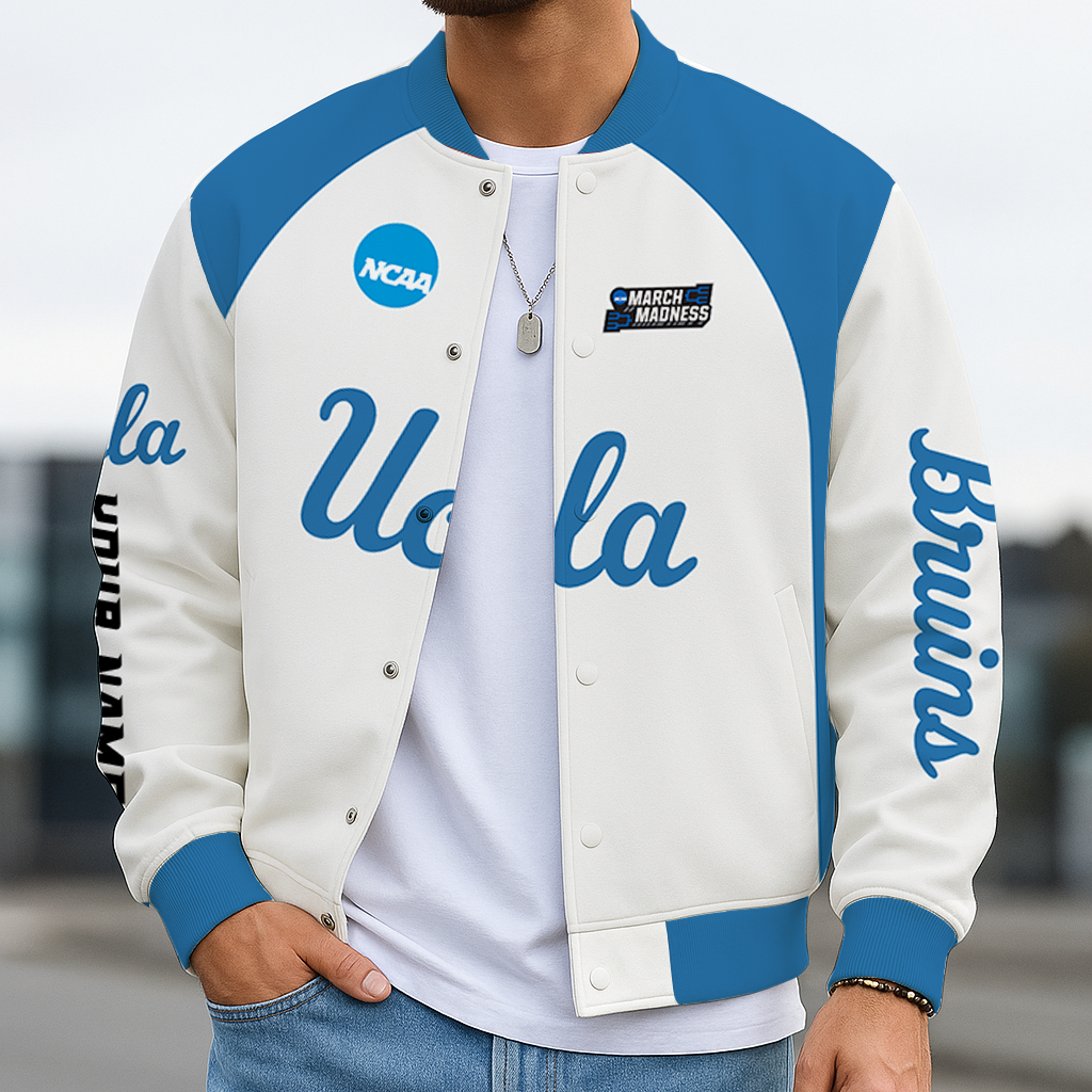 LIMITED EDITION - NEW CUSTOMIZED NCAA MAM04 UCB UCLA BRUINS BASEBALL JACKET, SATIN VARSITY JACKET