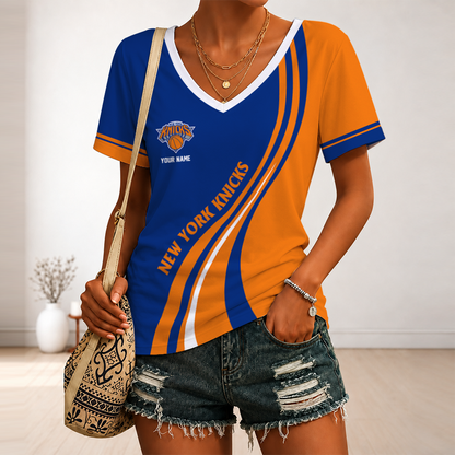 [HOT DEAL] NEW CUSTOMIZED NBA04 NYK NEW YORK KNICKS V-NECK FEMALE SHIRT