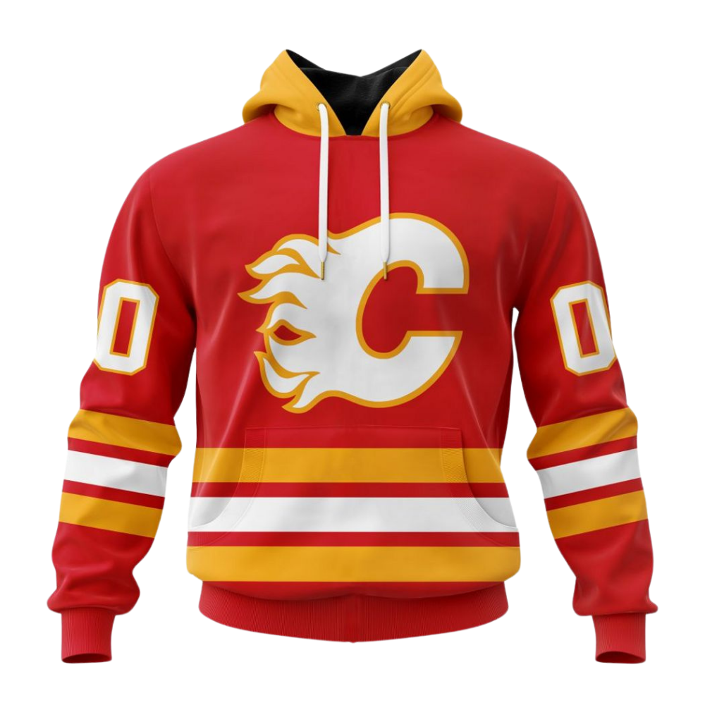 LIMITED EDITION - NEW CUSTOMIZED NHL17 CGF CALGARY FLAMES COMBO HOODIE & LONGPANTS
