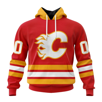 LIMITED EDITION - NEW CUSTOMIZED NHL17 CGF CALGARY FLAMES COMBO HOODIE & LONGPANTS