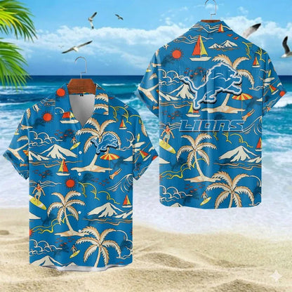 VIRAL EDITION  - NEW CUSTOMIZED NFL04 DTL DETROIT LIONS UNISEX INDEPENDENCE DAY HAWAIIAN SHIRT & SHORTS SET
