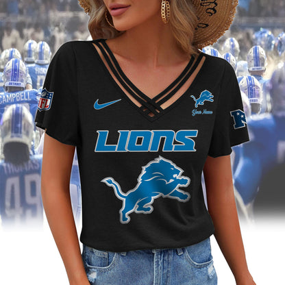 [SPECIAL OFFER] NEW CUSTOMIZED NFL04 DTL DETROIT LIONS V-NECK SHIRT