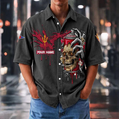 MEGA SALE - NEW CUSTOMIZED NCAA FBS04 ASS AS SUN DEVILS SEERSUCKER BUTTON SHIRT