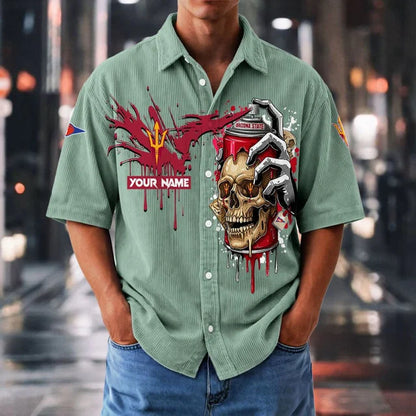 MEGA SALE - NEW CUSTOMIZED NCAA FBS04 ASS AS SUN DEVILS SEERSUCKER BUTTON SHIRT