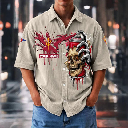 MEGA SALE - NEW CUSTOMIZED NCAA FBS04 ASS AS SUN DEVILS SEERSUCKER BUTTON SHIRT