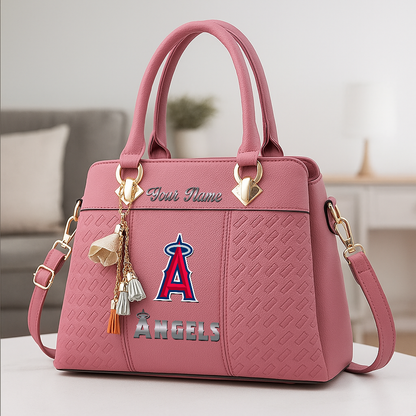 LIMITED EDITION - NEW CUSTOMIZED MLB27 LAA LOS ANGELES ANGELS ZIP HANDBAG MULTICOLOR