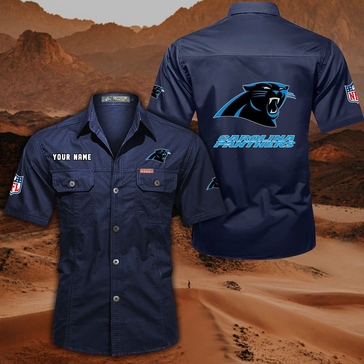 SPECIAL EDITION - NEW CUSTOMIZED NFL23 CLP CAROLINA PANTHERS MUTICOLOR MEN'S CARGO SHIRT
