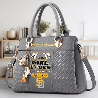 LIMITED EDITION - NEW CUSTOMIZED MLB18 SDP SAN DIEGO PADRES ZIP HANDBAG MULTICOLOR