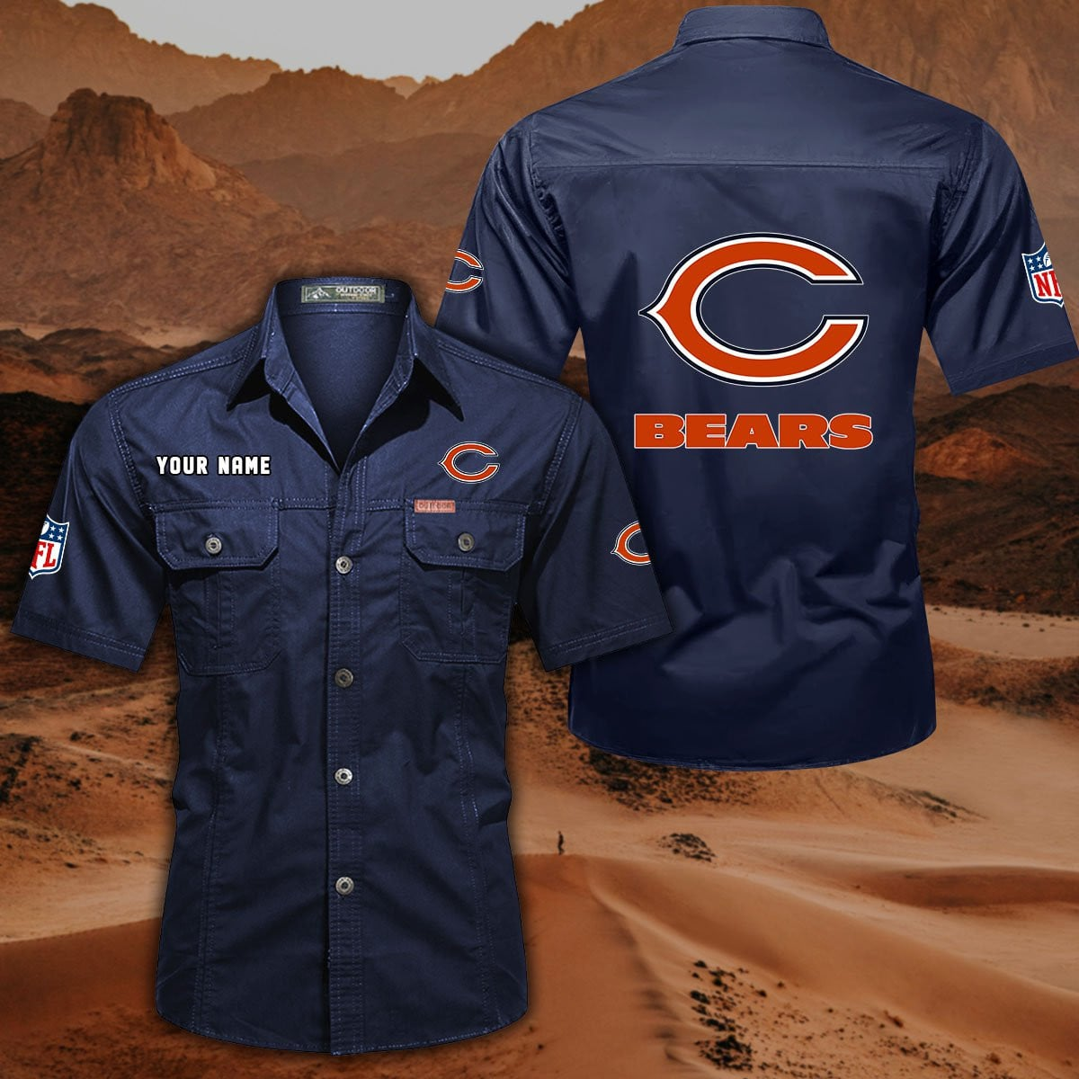 SPECIAL EDITION - NEW CUSTOMIZED NFL26 CCB CHICAGO BEARS MUTICOLOR MEN'S CARGO SHIRT