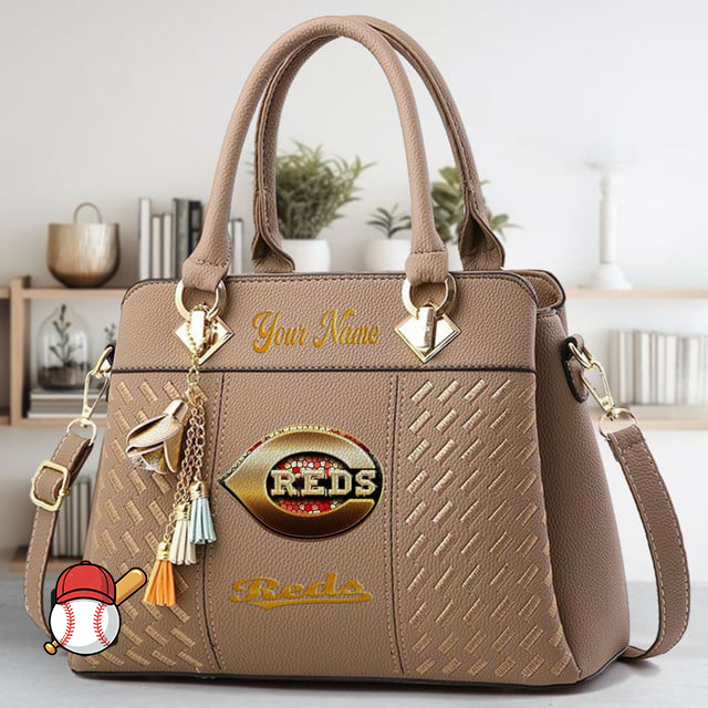 LIMITED EDITION - NEW CUSTOMIZED MLB05 CRS CINCINNATI REDS ZIP HANDBAG MULTICOLOR