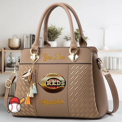 LIMITED EDITION - NEW CUSTOMIZED MLB05 CRS CINCINNATI REDS ZIP HANDBAG MULTICOLOR