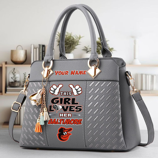 LIMITED EDITION - NEW CUSTOMIZED MLB25 BOS BALTIMORE ORIOLES ZIP HANDBAG MULTICOLOR
