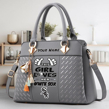 LIMITED EDITION - NEW CUSTOMIZED MLB26 CWS CHICAGO WHITE SOX ZIP HANDBAG MULTICOLOR