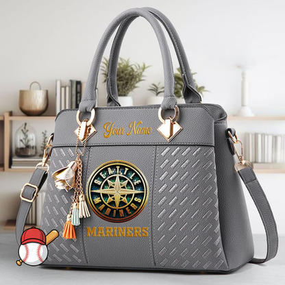 LIMITED EDITION - NEW CUSTOMIZED MLB14 SMS SEATTLE MARINERS ZIP HANDBAG MULTICOLOR