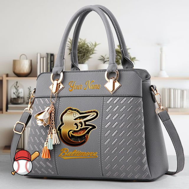 LIMITED EDITION - NEW CUSTOMIZED MLB25 BOS BALTIMORE ORIOLES ZIP HANDBAG MULTICOLOR