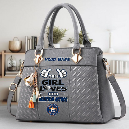 LIMITED EDITION - NEW CUSTOMIZED MLB10 HAS HOUSTON ASTROS ZIP HANDBAG MULTICOLOR