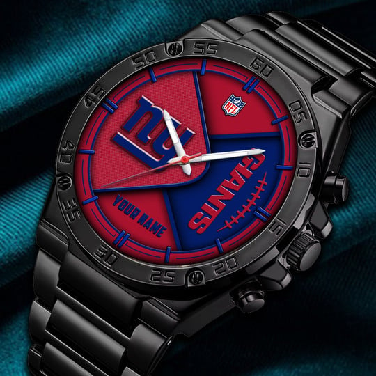 LIMITED EDITION - NEW CUSTOMIZED NFL32 NYG NEW YORK GIANTS LUXURY STAINLESS STEEL WATCH