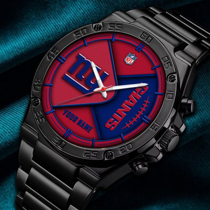 LIMITED EDITION - NEW CUSTOMIZED NFL32 NYG NEW YORK GIANTS LUXURY STAINLESS STEEL WATCH