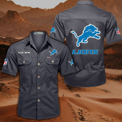 SPECIAL EDITION - NEW CUSTOMIZED NFL04 DTL DETROIT LIONS MUTICOLOR MEN'S CARGO SHIRT