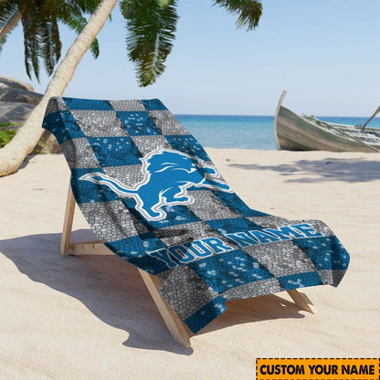 LIMITED EDITION - NEW CUSTOMIZED NFL04 DTL DETROIT LIONS BEACH TOWEL