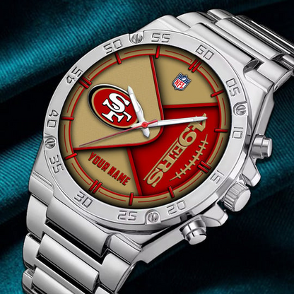 LIMITED EDITION - NEW CUSTOMIZED NFL11 SF49 SAN FRANCISCO 49ERS LUXURY STAINLESS STEEL WATCH