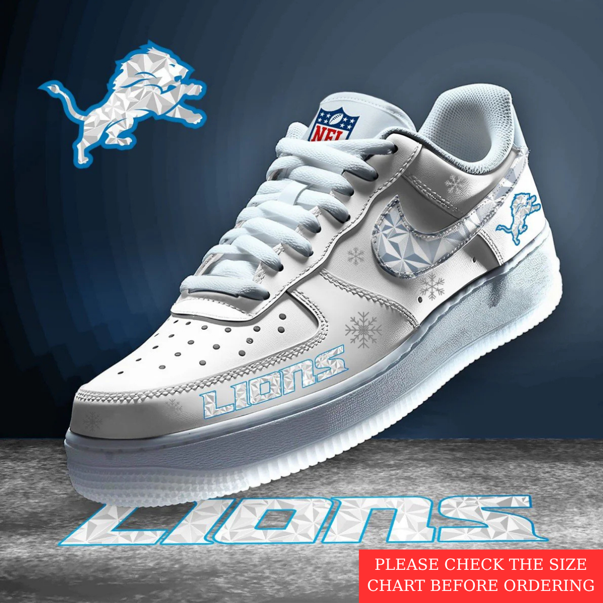LIMITED EDITION - NEW CUSTOMIZED NFL04 DTL DETROIT LIONS AF1 SHOES
