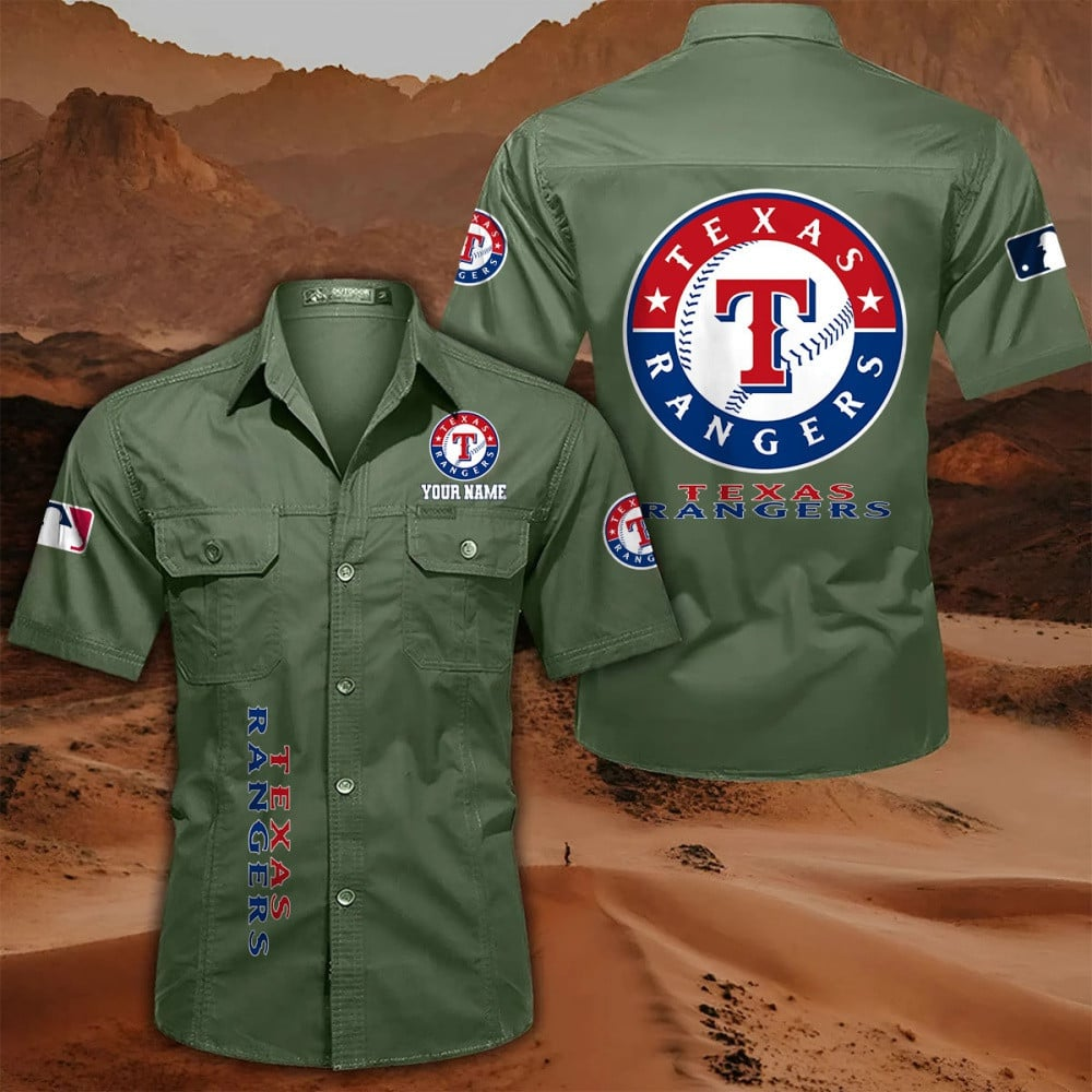 LIMITED EDITION - NEW CUSTOMIZED MLB08 TRS TEXAS RANGERS MEN'S CARGO SHIRT