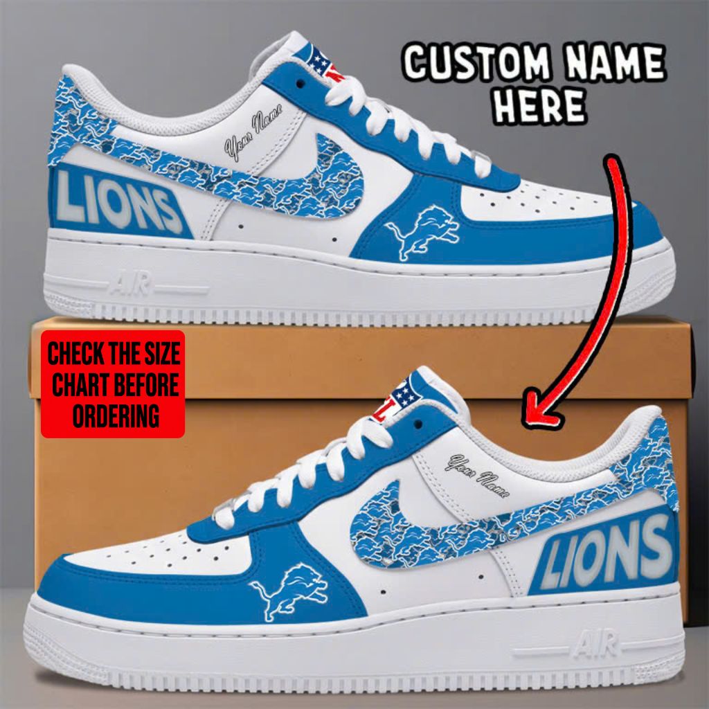 LIMITED EDITION - NEW CUSTOMIZED NFL04 DTL DETROIT LIONS AF1 SNEAKERS