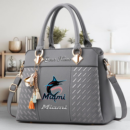 LIMITED EDITION - NEW CUSTOMIZED MLB20 MMS MIAMI MARLINS ZIP HANDBAG MULTICOLOR