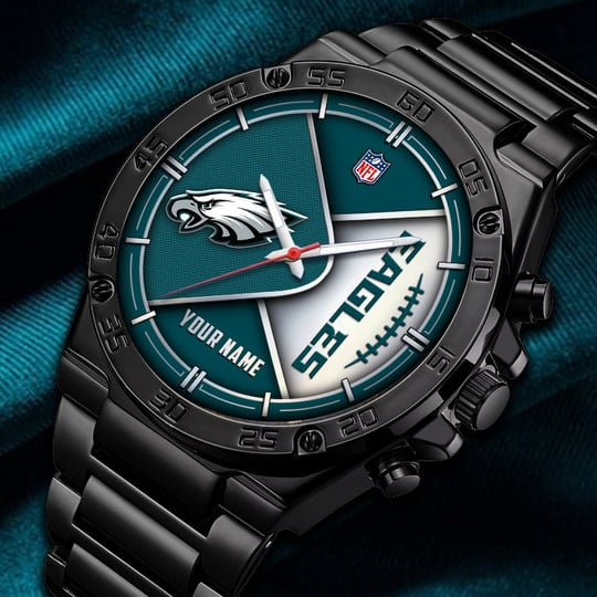 LIMITED EDITION - NEW CUSTOMIZED NFL02 PPE PHILADELPHIA EAGLES LUXURY STAINLESS STEEL WATCH