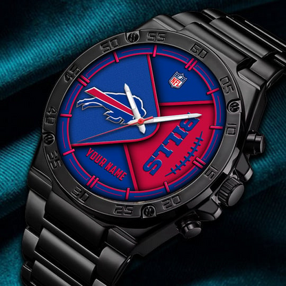 LIMITED EDITION - NEW CUSTOMIZED NFL03 BFB BUFFALO BILLS LUXURY STAINLESS STEEL WATCH