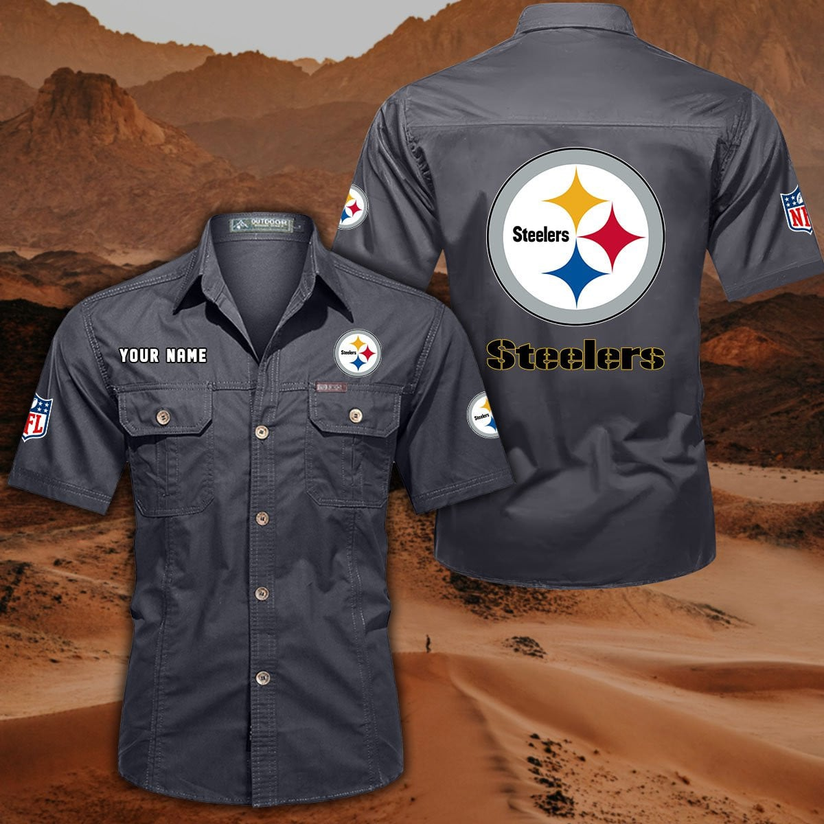 SPECIAL EDITION - NEW CUSTOMIZED NFL14 PSB PITTSBURGH STEELERS MUTICOLOR MEN'S CARGO SHIRT