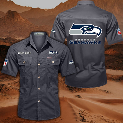 SPECIAL EDITION - NEW CUSTOMIZED NFL06 SSH SEATTLE SEAHAWKS MUTICOLOR MEN'S CARGO SHIRT