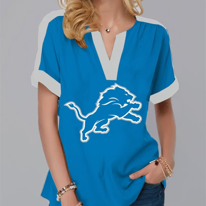 LIMITED EDITION - NEW CUSTOMIZED NFL04 DTL DETROIT LIONS V-NECK FEMALE SHIRT