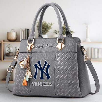 LIMITED EDITION - NEW CUSTOMIZED MLB01 NYY NEW YORK YANKEES ZIP HANDBAG MULTICOLOR