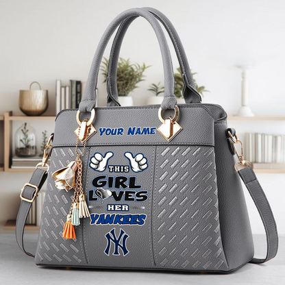 LIMITED EDITION - NEW CUSTOMIZED MLB01 NYY NEW YORK YANKEES ZIP HANDBAG MULTICOLOR