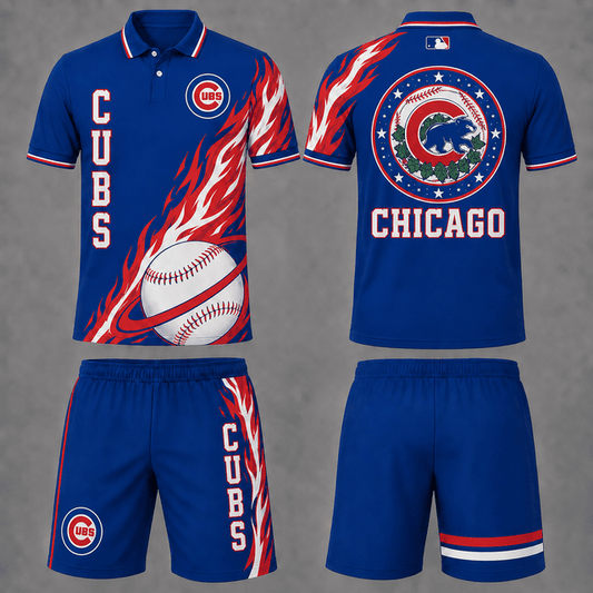 [FLASH SALE] NEW CUSTOMIZED MLB04 CCS CHICAGO CUBS POLO SHIRT & SHORT PANTS SET