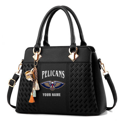 LIMITED EDITION - NEW CUSTOMIZED NBA30 NOP NEW ORLEANS PELICANS ZIP HANDBAG MULTICOLOR