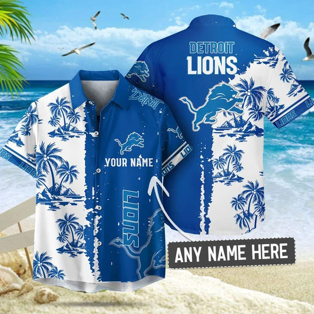 LIMITED EDITION - NEW CUSTOMIZED NFL04 DTL DETROIT LIONS UNISEX HAWAIIAN SHIRT & SHORTS SET