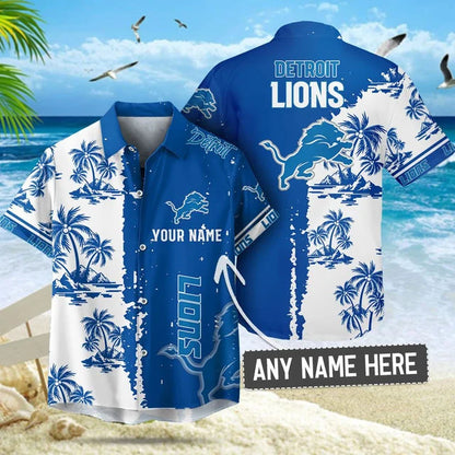 LIMITED EDITION - NEW CUSTOMIZED NFL04 DTL DETROIT LIONS UNISEX HAWAIIAN SHIRT & SHORTS SET