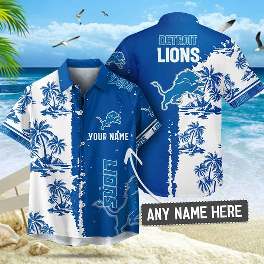 LIMITED EDITION - NEW CUSTOMIZED NFL04 DTL DETROIT LIONS UNISEX HAWAIIAN SHIRT & SHORTS SET