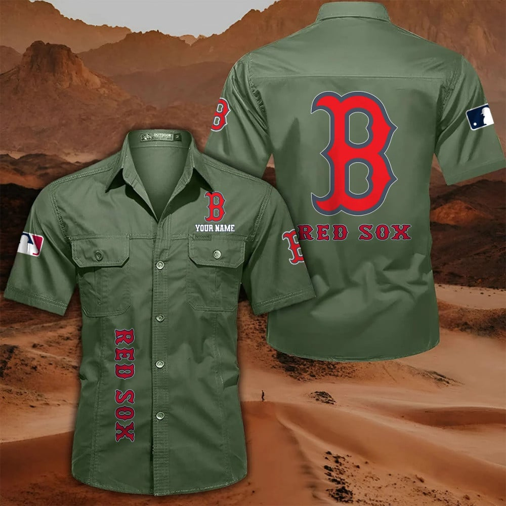 LIMITED EDITION - NEW CUSTOMIZED MLB03 BRS BOSTON RED SOX MEN'S CARGO SHIRT