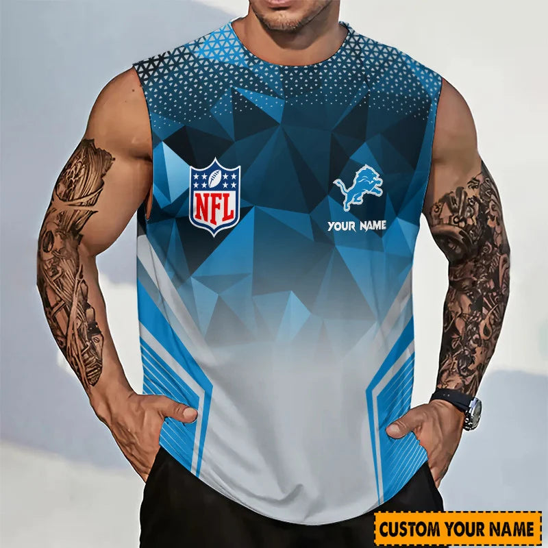 LIMITED EDITION - NEW CUSTOMIZED NFL04 DTL DETROIT LIONS MEN'S GYM SHIRT