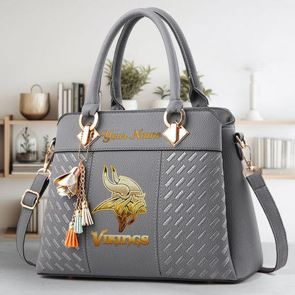 LIMITED EDITION - NEW CUSTOMIZED NFL05 MVK MINNESOTA VIKINGS LUXURY HANDBAG IN MULTIPLE COLORS