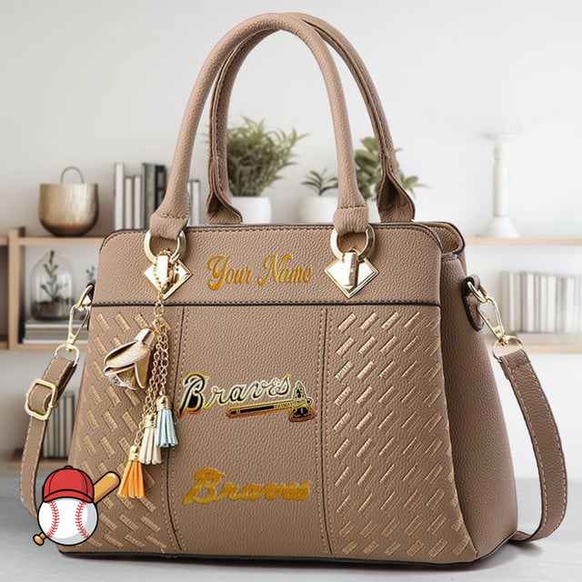 LIMITED EDITION - NEW CUSTOMIZED MLB09 ABS ATLANTA BRAVES ZIP HANDBAG MULTICOLOR