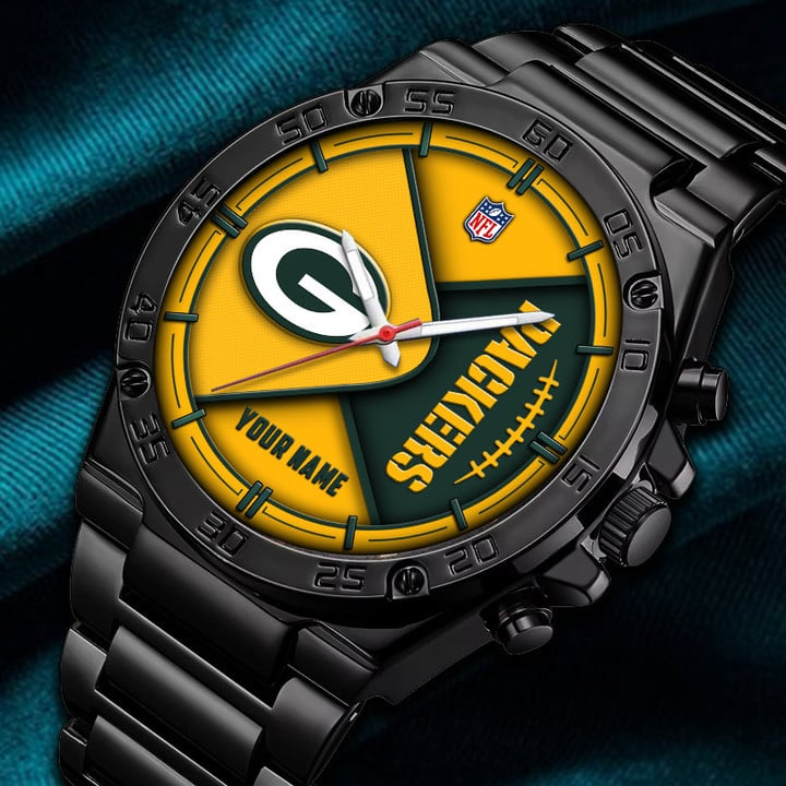 LIMITED EDITION - NEW CUSTOMIZED NFL08 GBP GREEN BAY PACKERS LUXURY STAINLESS STEEL WATCH