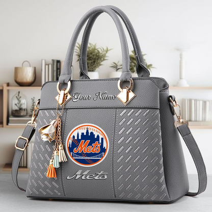 LIMITED EDITION - NEW CUSTOMIZED MLB17 NYM NEW YORK METS ZIP HANDBAG MULTICOLOR