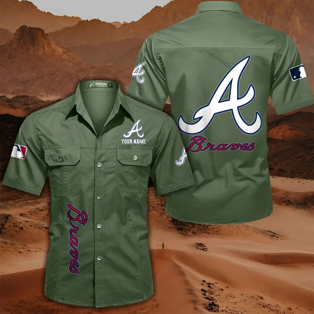 LIMITED EDITION - NEW CUSTOMIZED MLB09 ABS ATLANTA BRAVES MEN'S CARGO SHIRT